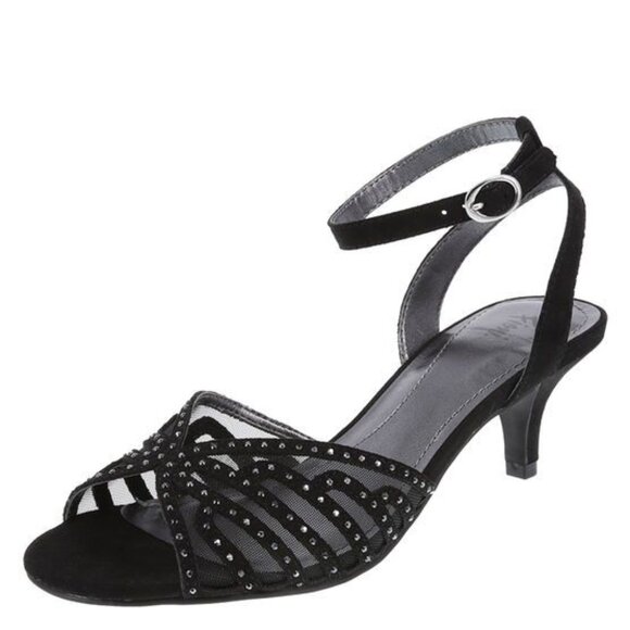 Fioni Black Ankle Strap Sandals with Sparkly Bling, Size 9 - Picture 1 of 9